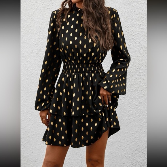 Luxe layered ruffle hem high waist mini dress - Picture 4 of 4